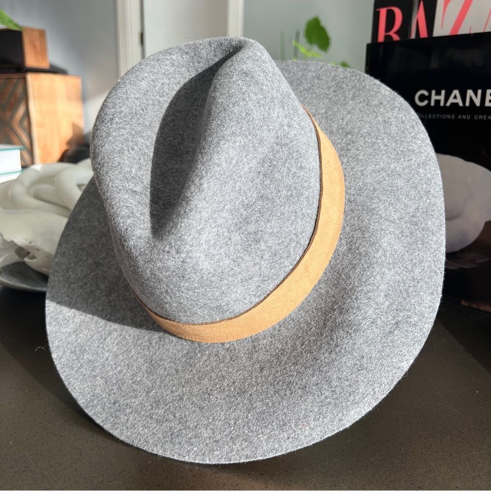 Quagga Green Label Gray Wool 100% Felt Fedora Hat with Brown Band